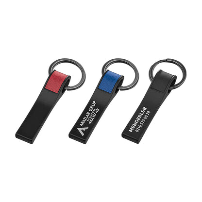 Çift Taraflı Metal Suni̇ Deri̇ Anahtarlık 2396