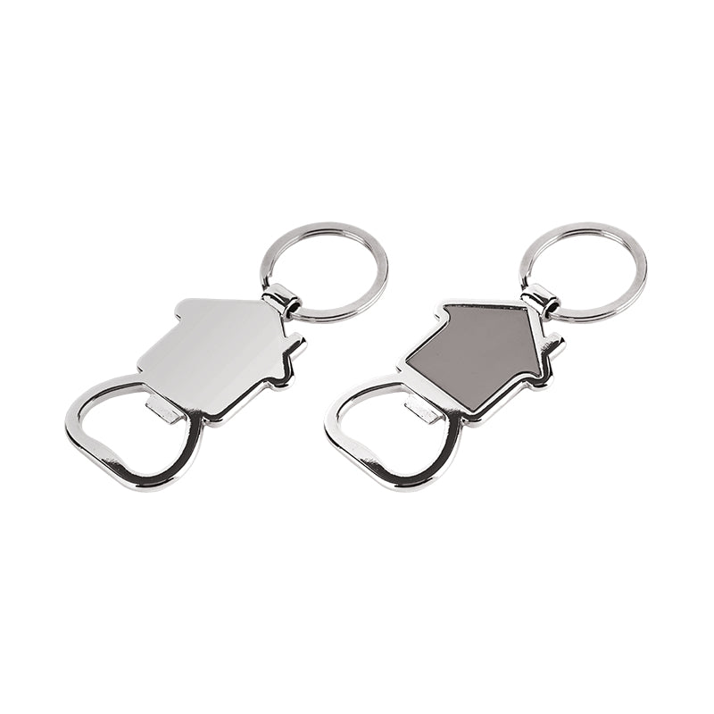 Ev şeklinde tasarlanmış iki adet krom metal anahtarlık