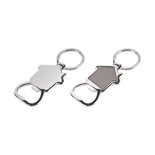 Ev şeklinde tasarlanmış iki adet krom metal anahtarlık