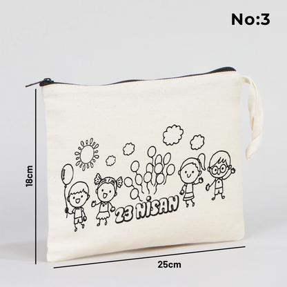 Boyanabilir 25x18 cm Clutch Astarsız Çanta - 23 Nisan Hediyelik