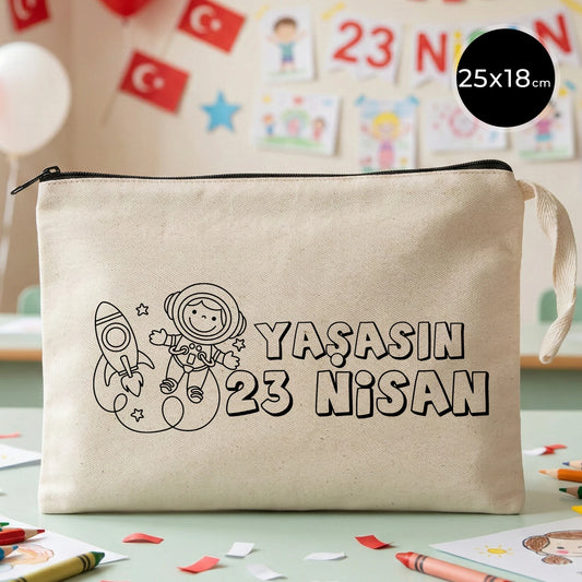 Boyanabilir 25x18 cm Clutch Astarsız Çanta - 23 Nisan Hediyelik