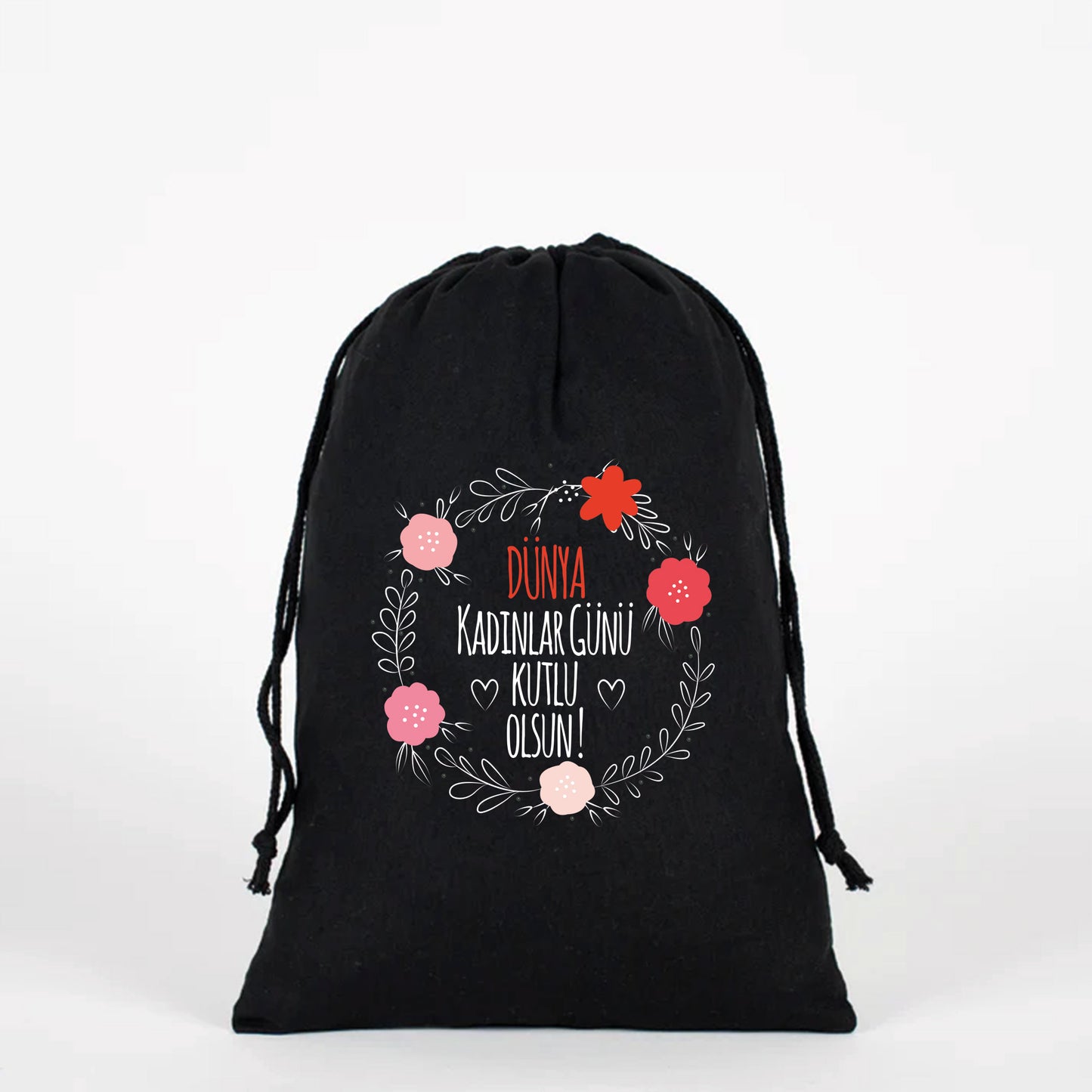 20x30 cm Siyah Bez Kese - Kadınlar Günü Hediyesi