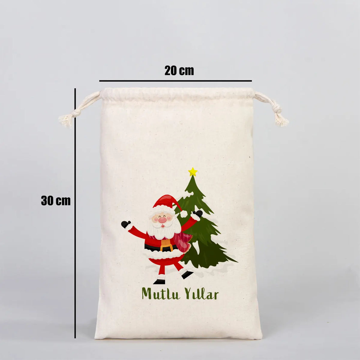 Yılbaşı Özel Desenli Bez Kese 20 x 30 cm (Özelleştirebilir) - yakın çekim