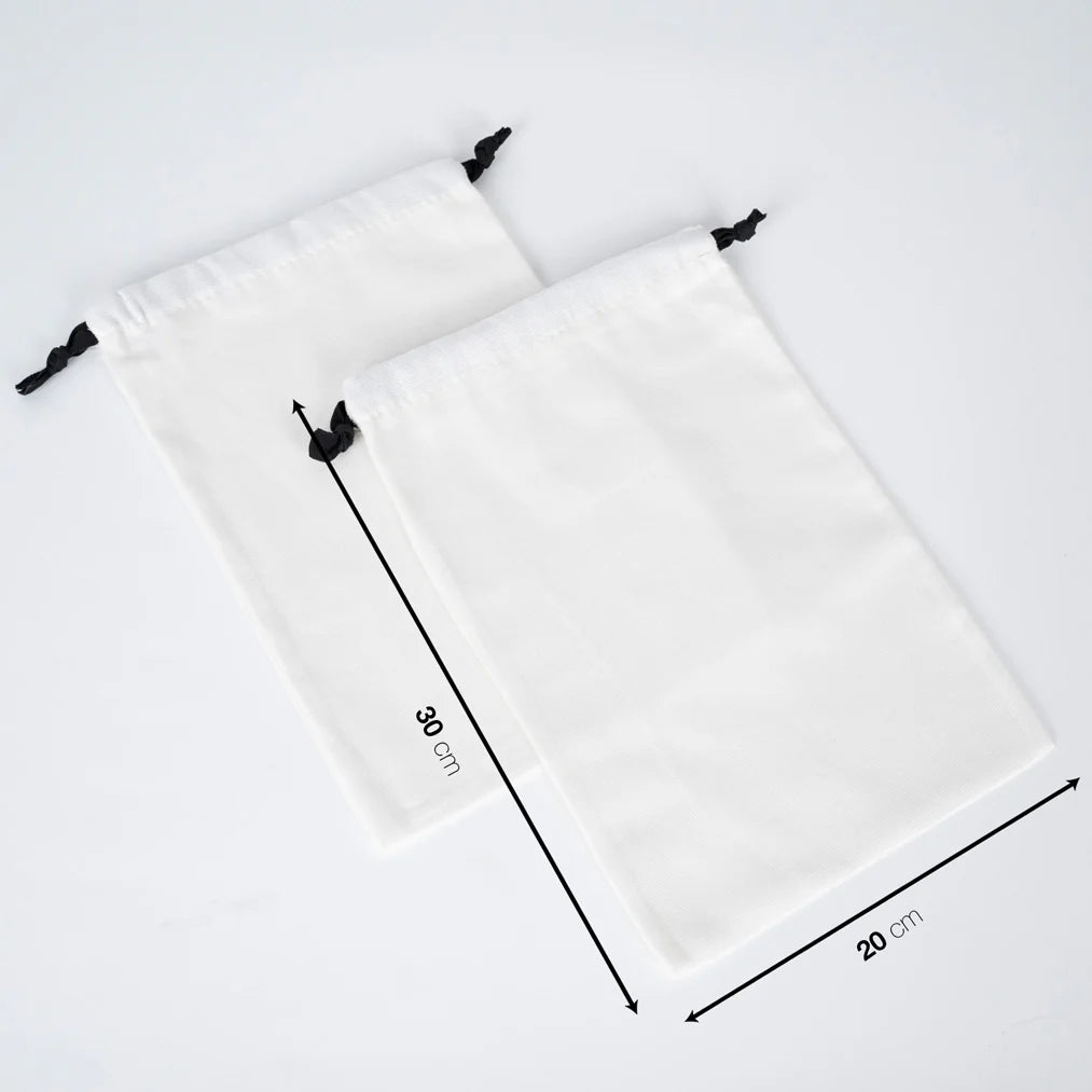 Siyah İpli Beyaz Panama Kese - 20x30 cm