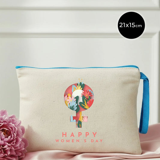 21x15 cm Turkuaz Fermuarlı - Kadınlar Günü Hediyesi