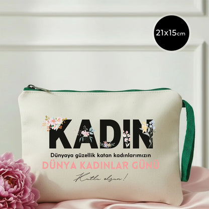21x15 cm Yeşil Fermuarlı - Kadınlar Günü Hediyesi