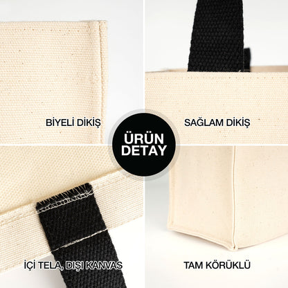 Stone Kanvas  Çanta 22x25x10 cm ( Küçük Boy)  – %100 Pamuk, El Dikimi