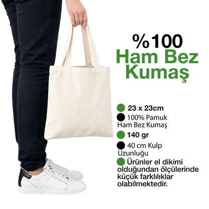 23x23 cm Sizlere Kabe-i Muazzama’dan Sevgi ve Selam Getirdik | Hac ve Umre Hediyelik Ham Bez Çanta