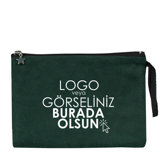 Clutch Kanvas Çanta Çam Yeşili- 25x18 cm Astarlı (Özelleştirilebilir)