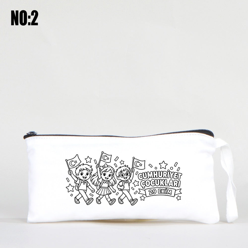 29 Ekim Cumhuriyet Bayramı Boyanabilir Bez Kalemlik, 21x10cm No.2 - istepromosyon.com