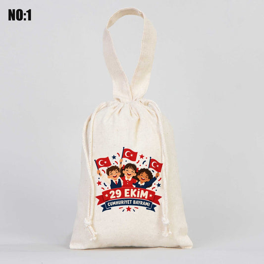 15,5x20 cm Tek Kulp Bez Kese Baskılı - 29 Ekim Cumhuriyet Bayramı No.1 - istepromosyon.com