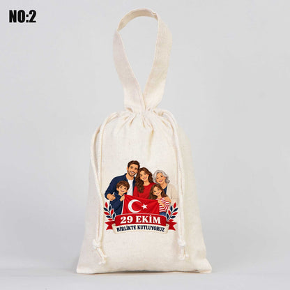 15,5x20 cm Tek Kulp Bez Kese Baskılı - 29 Ekim Cumhuriyet Bayramı No.2 - istepromosyon.com