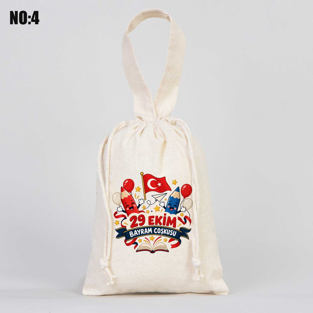 15,5x20 cm Tek Kulp Bez Kese Baskılı - 29 Ekim Cumhuriyet Bayramı No.4 - istepromosyon.com