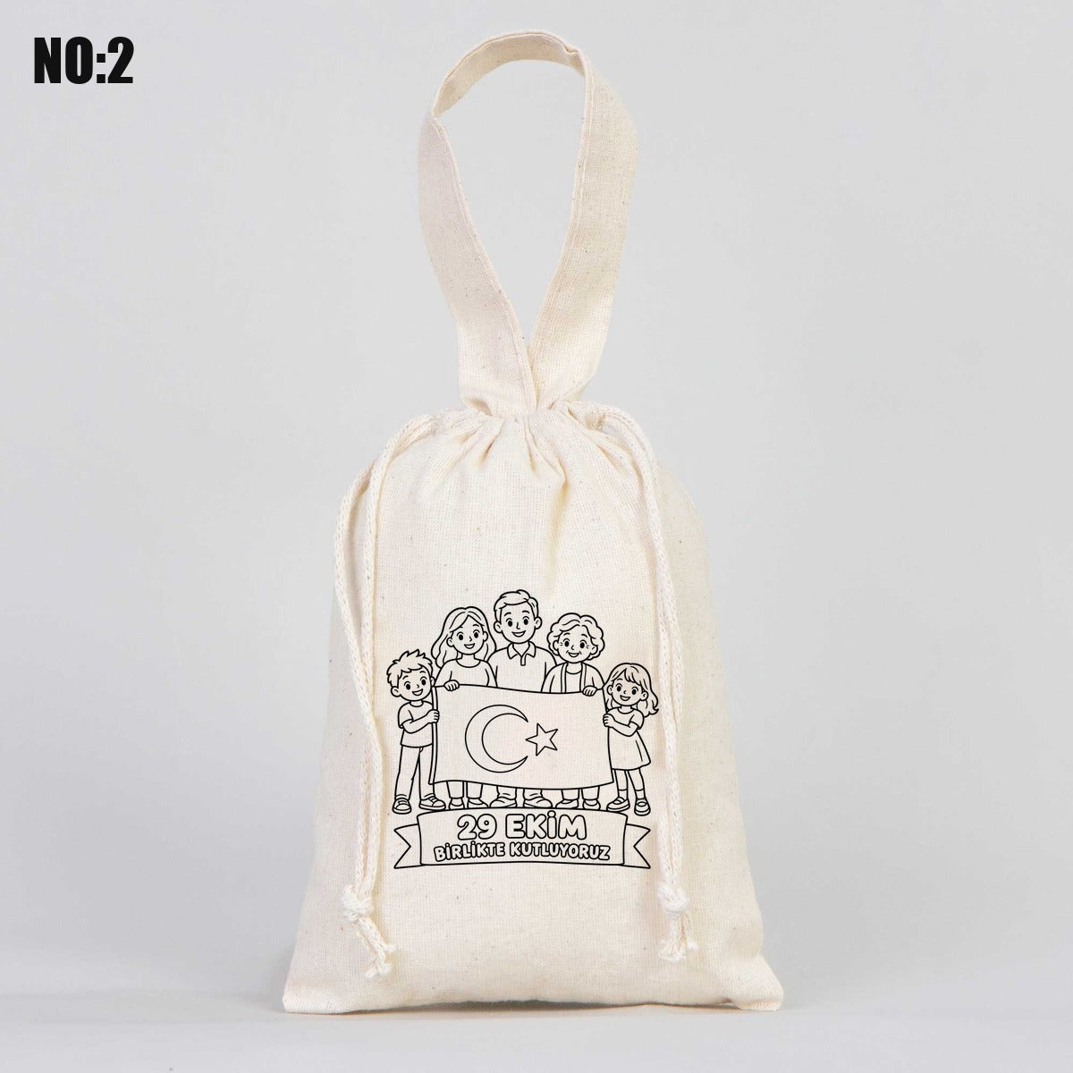 15,5x20 cm Tek Kulp Boyanabilir Bez Kese - 29 Ekim Cumhuriyet Bayramı No.2 - istepromosyon.com