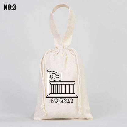 15,5x20 cm Tek Kulp Boyanabilir Bez Kese - 29 Ekim Cumhuriyet Bayramı No.3 - istepromosyon.com