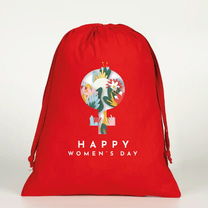 30x40 cm Kırmızı Bez Kese - Kadınlar Günü Hediyesi