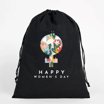 30x40 cm Siyah Bez Kese - Kadınlar Günü Hediyesi