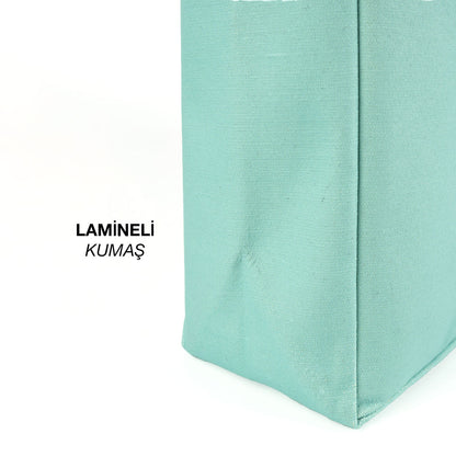 Yeşil Tam Körüklü Lamineli Çanta - 35x40x10 cm - Logo Baskılı
