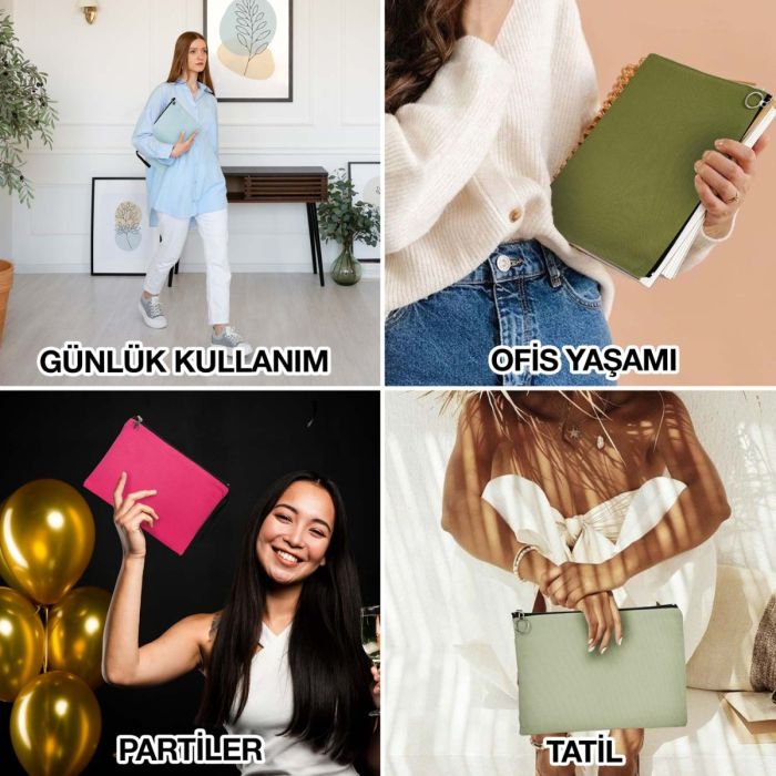 İpad Portföy Çanta Çam Yeşili (30x21 cm) Astarlı