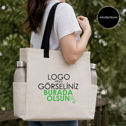 Büyük Kanvas Bez Çanta 40x35x15 cm | Toptan Logo Baskılı