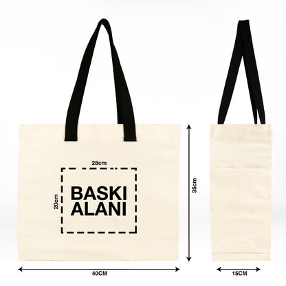 Büyük Kanvas Bez Çanta 40x35x15 cm | Toptan Logo Baskılı