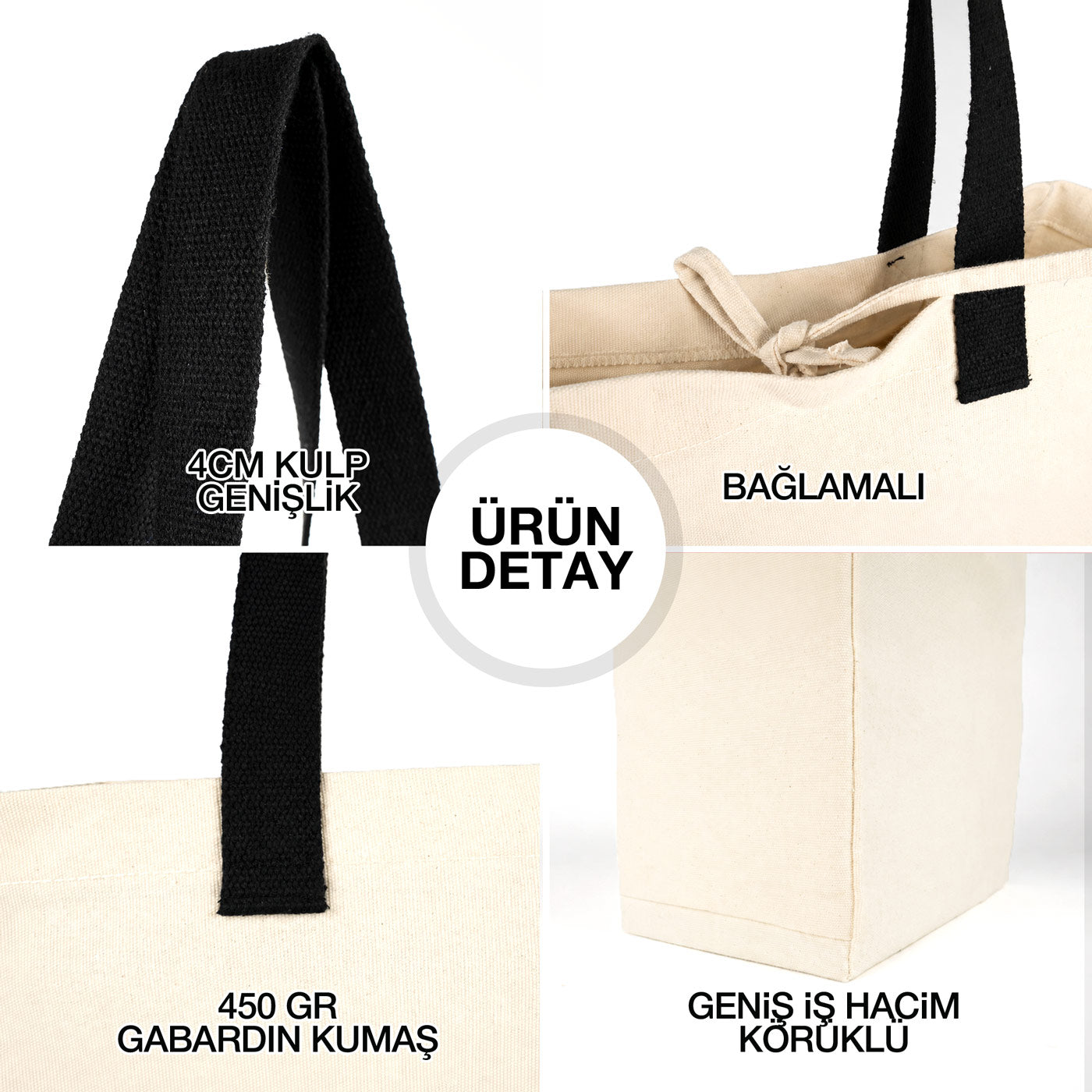 Büyük Kanvas Bez Çanta 40x35x15 cm | Toptan Logo Baskılı