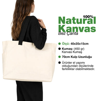 450 Gr Kanvas Büyük Bez Çanta 40x35x15 cm | Toptan
