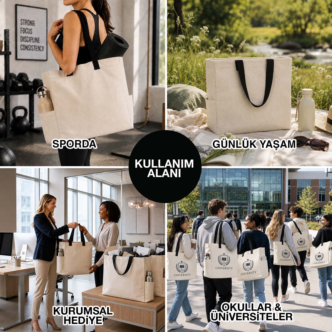450 Gr Kanvas Büyük Bez Çanta 40x35x15 cm | Toptan