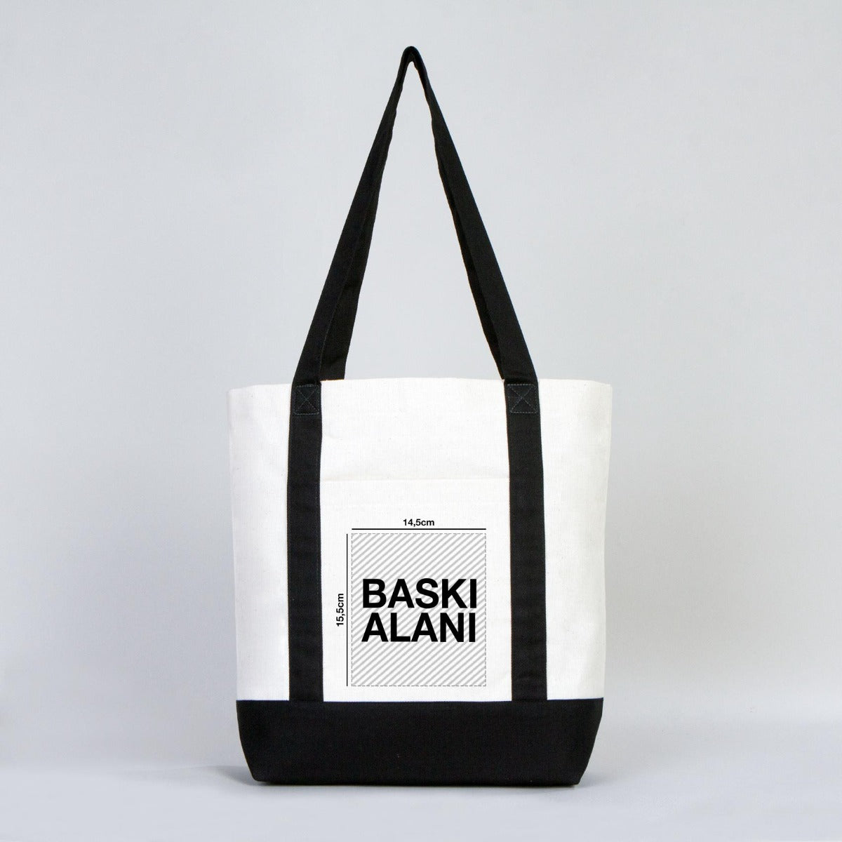 Trend Kanvas Çanta 40x35x12cm - Siyah Renkli Kulp (Özelleştirilebilir) - istepromosyon.com