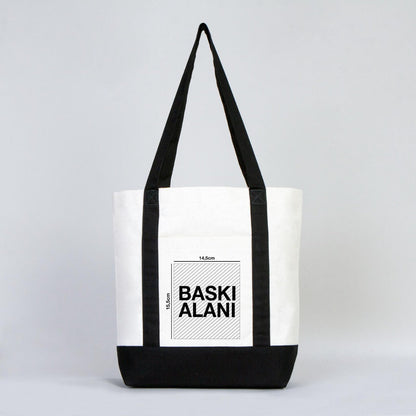 Trend Kanvas Çanta 40x35x12cm - Siyah Renkli Kulp (Özelleştirilebilir) - istepromosyon.com