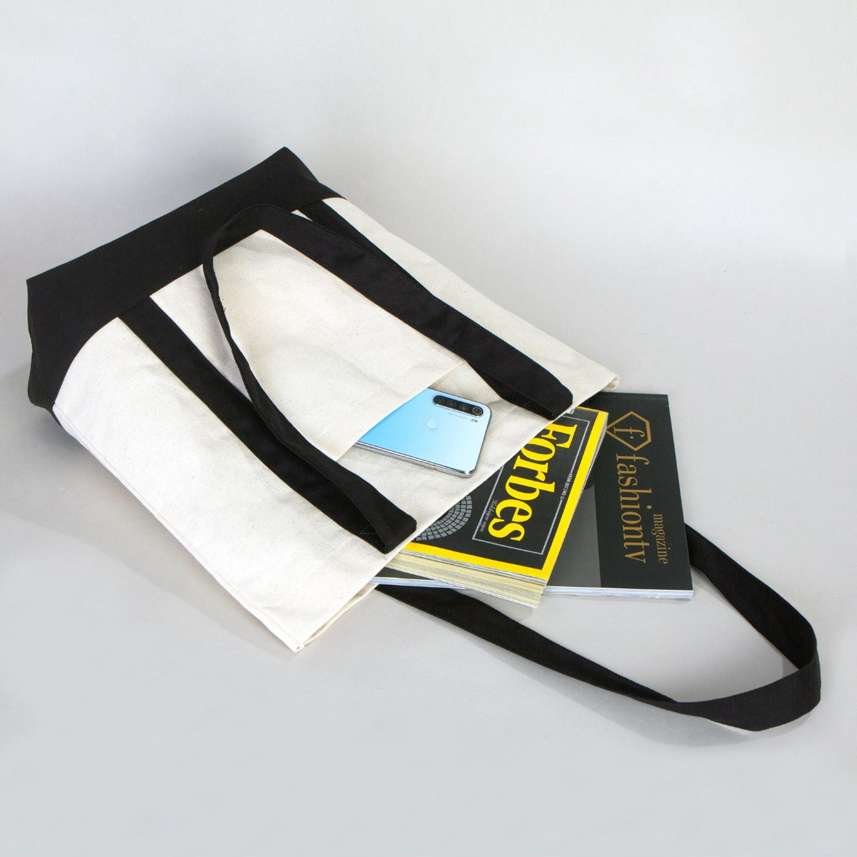 Trend Kanvas Çanta 40x35x12cm - Siyah Renkli Kulp (Özelleştirilebilir) - istepromosyon.com