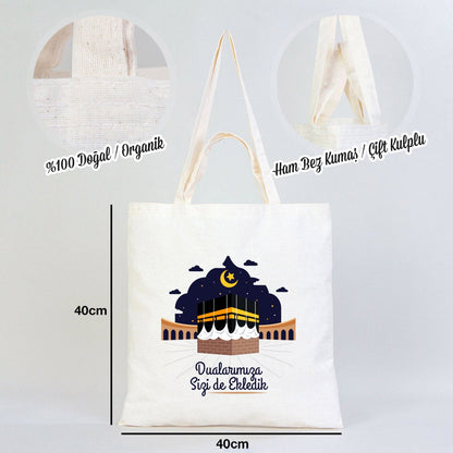 40x40 cm Sizlere Kabe-i Muazzama’dan Sevgi ve Selam Getirdik | Hac ve Umre Hediyelik Hambez Çanta