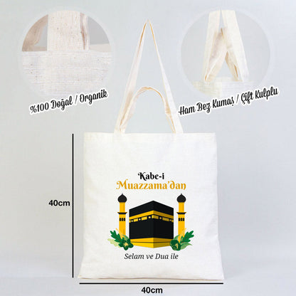 40x40 cm Dualarımıza Sizi de Ekledik | Hac ve Umre Hediyelik Hambez Çanta