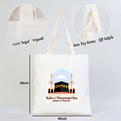 40x40 cm Dualarımıza Sizi de Ekledik | Hac ve Umre Hediyelik Hambez Çanta