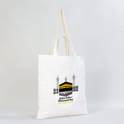 40x40 cm Kabe-i Muazzama’dan Selam ve Dua ile | Hac ve Umre Hediyelik Hambez Çanta