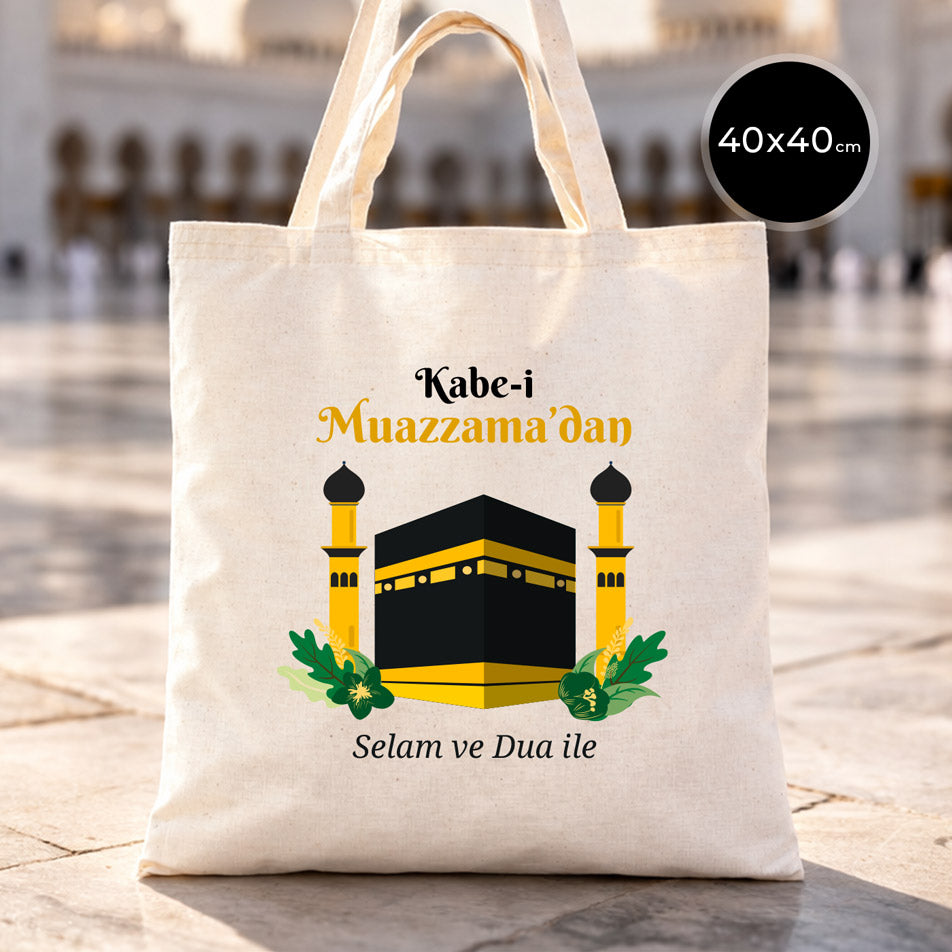 40x40 cm Dualarımıza Sizi de Ekledik | Hac ve Umre Hediyelik Hambez Çanta