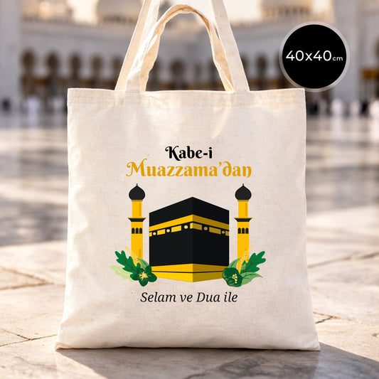 40x40 cm Dualarımıza Sizi de Ekledik | Hac ve Umre Hediyelik Hambez Çanta
