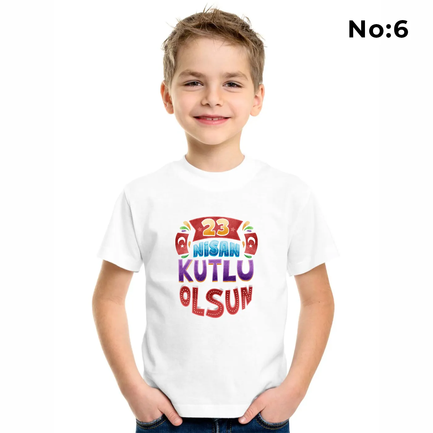 Baskılı Tişört Beyaz - 23 Nisan Hediyesi