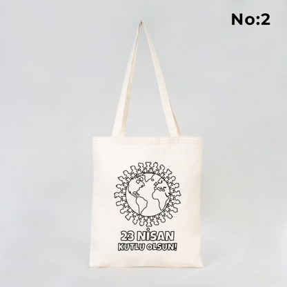 Boyanabilir 35x40 cm gabardin bez çanta ham renk - 23 Nisan hediyesi