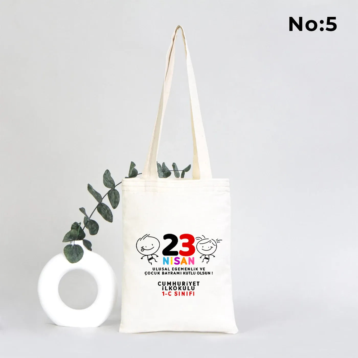 20x25 cm Ham Bez Kitap Çantası - 23 Nisan Hediyesi (Okul-Sınıf Baskılı)