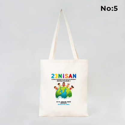 35x40 cm Gabardin Bez Çanta - 23 Nisan Hediyesi (Okul-Sınıf Baskılı)