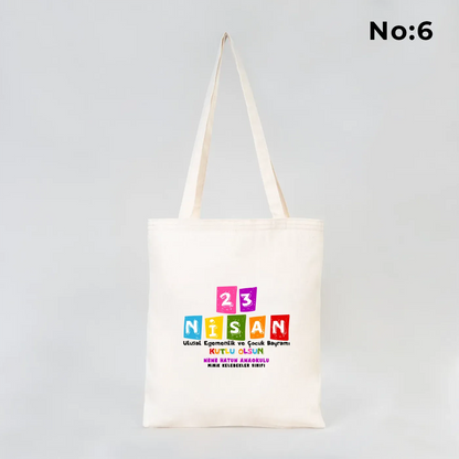 35x40 cm Gabardin Bez Çanta - 23 Nisan Hediyesi (Okul-Sınıf Baskılı)