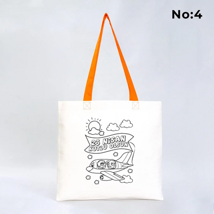 Boyanabilir 40x35 cm Gabardin Turuncu Kulp Çanta - 23 Nisan Hediyesi