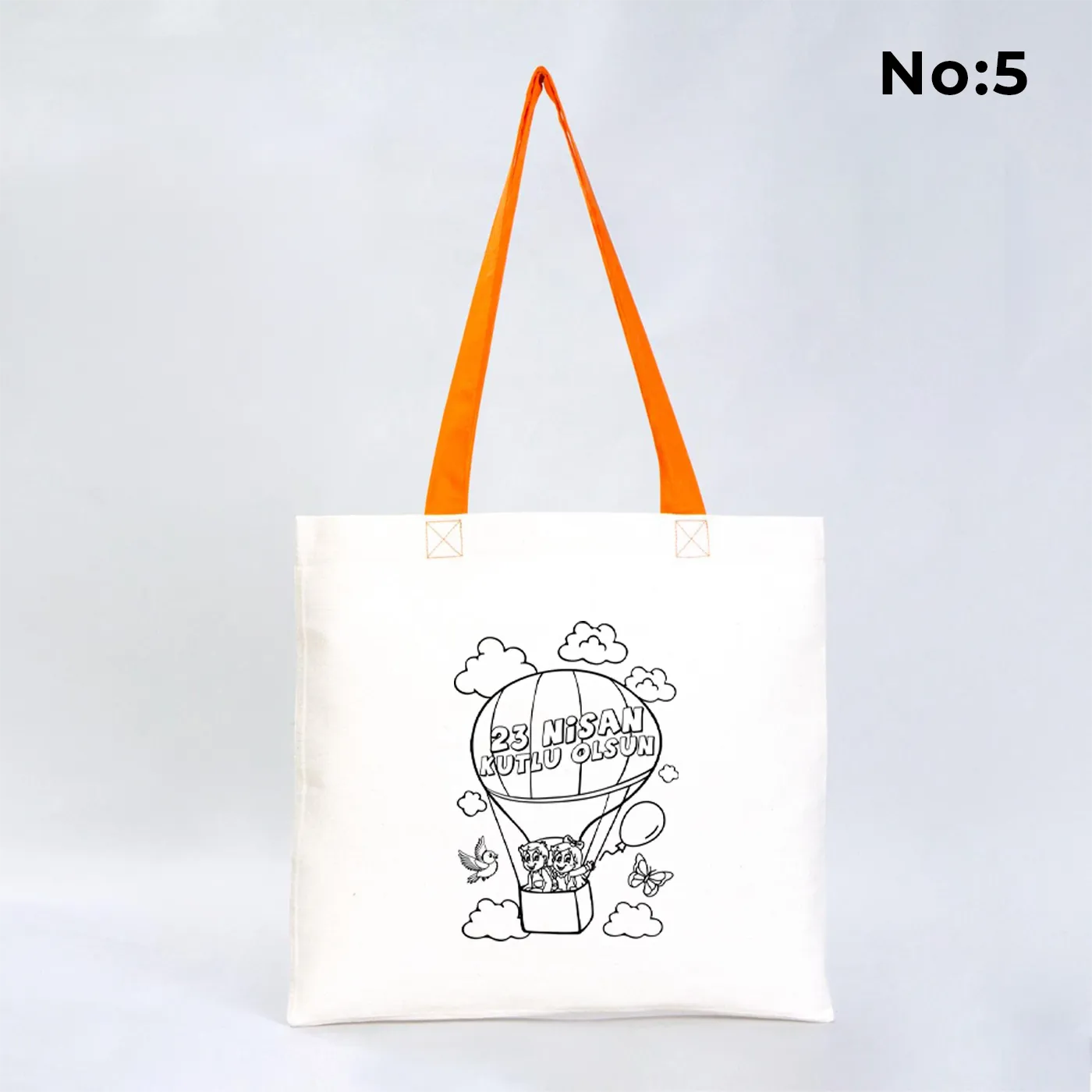 Boyanabilir 40x35 cm Gabardin Turuncu Kulp Çanta - 23 Nisan Hediyesi