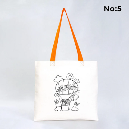 Boyanabilir 40x35 cm Gabardin Turuncu Kulp Çanta - 23 Nisan Hediyesi