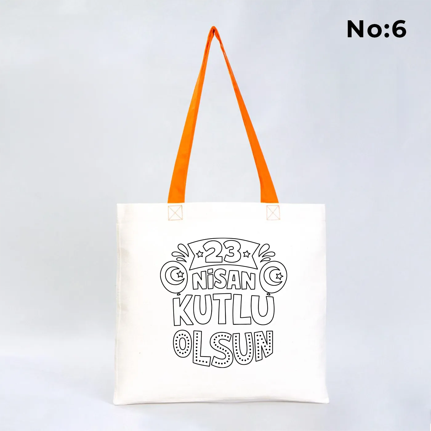 Boyanabilir 40x35 cm Gabardin Turuncu Kulp Çanta - 23 Nisan Hediyesi