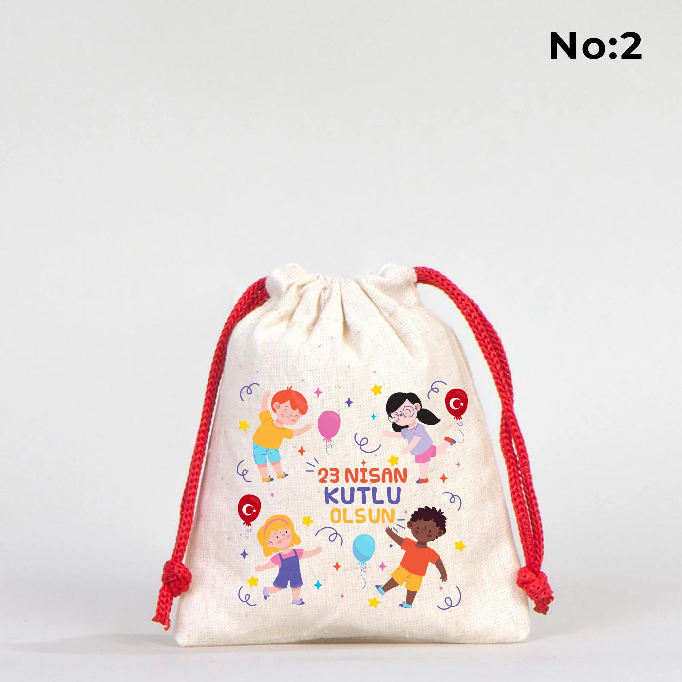 10x13 Kırmızı İpli Bez Kese – 23 Nisan Hediyesi