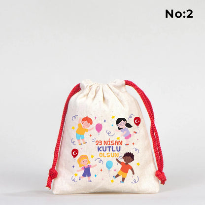 10x13 Kırmızı İpli Bez Kese – 23 Nisan Hediyesi