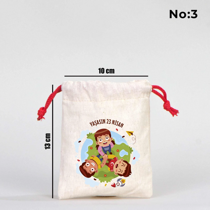 10x13 Kırmızı İpli Bez Kese – 23 Nisan Hediyesi
