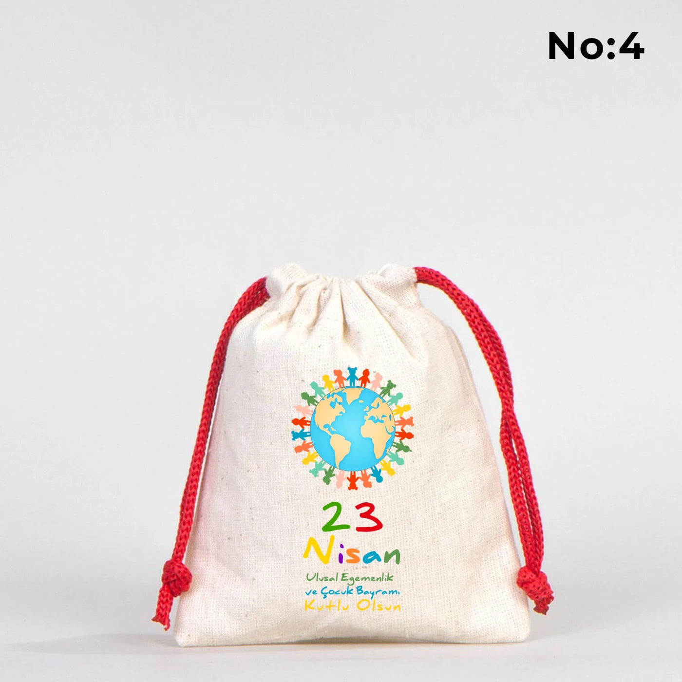 10x13 Kırmızı İpli Bez Kese – 23 Nisan Hediyesi